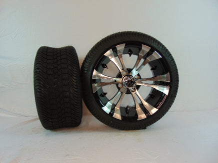 14" "VAMPIRE" BLACK AND CHROME CUSTOM SET OF WHEELS AND STREET TIRES(4) - 3 Guys Golf Carts