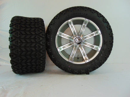 14" "TEMPEST" GUNMETAL CUSTOM SET OF WHEELS AND ALL-TERRAIN TIRES(4) - 3 Guys Golf Carts