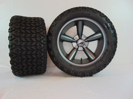 14" "GODFATHER" GUNMETAL CUSTOM SET OF WHEELS AND ALL-TERRAIN TIRES(4) - 3 Guys Golf Carts