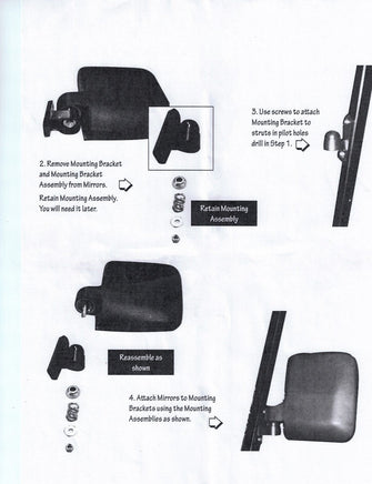 Side View Mirrors For Club Car, EZGO, Yamaha Golf Carts - 3 Guys Golf Carts