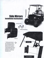 Side View Mirrors For Club Car, EZGO, Yamaha Golf Carts - 3 Guys Golf Carts