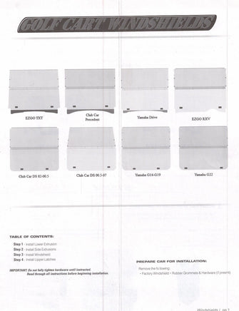 Club Car DS Tinted Folding Golf Cart Windshield (Square style) 1982-2000 - 3 Guys Golf Carts