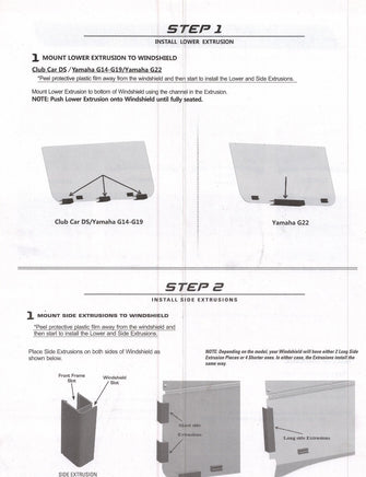 Club Car DS Tinted Folding Golf Cart Windshield (Square style) 1982-2000 - 3 Guys Golf Carts