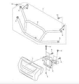 Front Brush Guard- Black for Yamaha Drive II Golf Carts 20017+