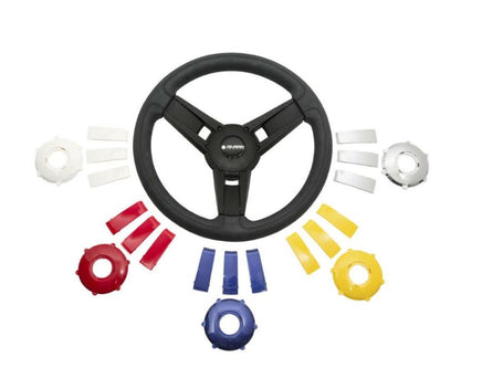 Gussi Model 13 Black/Blue Steering Wheel for Advanced EV1 Golf Carts - 3 Guys Golf Carts