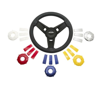 Gussi Model 13 Black/Red Steering Wheel for Advanced EV1 Golf Carts - 3 Guys Golf Carts