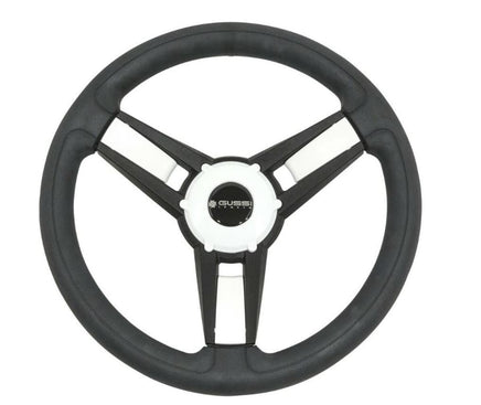 Gussi Model 13 Black/White Steering Wheel for Advanced EV1 Golf Carts - 3 Guys Golf Carts