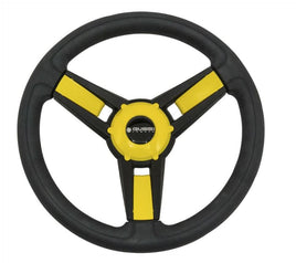 Gussi Model 13 Black/Yellow Steering Wheel for Advanced EV1 Golf Carts - 3 Guys Golf Carts