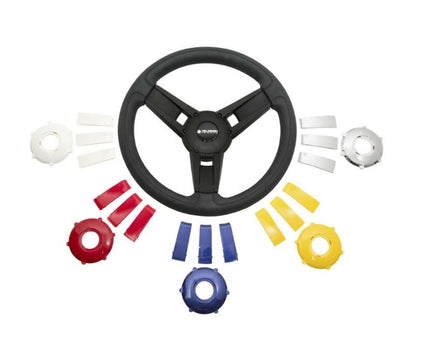 Gussi Model 13 Black/Yellow Steering Wheel for Advanced EV1 Golf Carts - 3 Guys Golf Carts