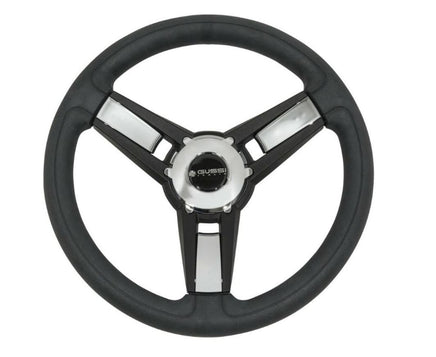 Gussi Black/Chrome Steering Wheel for Advanced EV1 Golf Carts - 3 Guys Golf Carts
