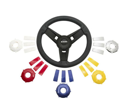 Gussi Black/Chrome Steering Wheel for Advanced EV1 Golf Carts - 3 Guys Golf Carts