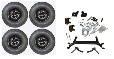 Lift Kit Combo with 10" Vampire Black for EZGO TXT Golf Carts 2001+ - 3 Guys Golf Carts