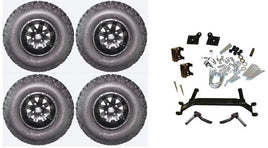 Lift Kit Combo with 10" Vegas Black for EZGO TXT Golf Carts 2001+ - 3 Guys Golf Carts