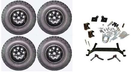 Lift Kit Combo with 10" Vegas Black for EZGO TXT Golf Carts 2001+ - 3 Guys Golf Carts