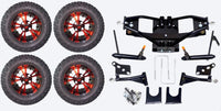 Lift Kit Combo with 12" Vampire Red for Club Car DS Golf Carts 2004+ - 3 Guys Golf Carts