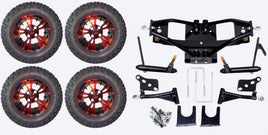 Lift Kit Combo with 12" Vampire Red for Club Car DS Golf Carts 2004+ - 3 Guys Golf Carts