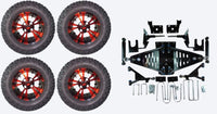 Lift Kit Combo with 12" Vampire Red for EZGO RXV Golf Carts 2008-2013.5 - 3 Guys Golf Carts