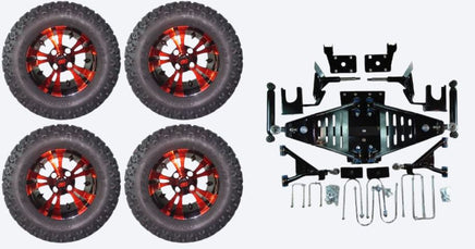 Lift Kit Combo with 12" Vampire Red for EZGO RXV Golf Carts 2008-2013.5 - 3 Guys Golf Carts