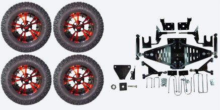 Lift Kit Combo with 12" Vampire Red for EZGO RXV Gas Golf Carts 2015+ - 3 Guys Golf Carts