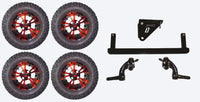 Lift Kit Combo with 12" Vampire Red for Yamaha G29/Drive Golf Carts 07-16 - 3 Guys Golf Carts
