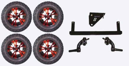 Lift Kit Combo with 12" Vampire Red for Yamaha G29/Drive Golf Carts 07-16 - 3 Guys Golf Carts