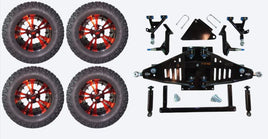 6" Lift Kit Combo with 12" Vampire Red for Yamaha Drive II Electric Golf Carts - 3 Guys Golf Carts