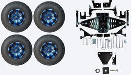 Lift Kit Combo with 10" Vegas Blue for EZGO RXV Gas Golf Carts 2015+ - 3 Guys Golf Carts
