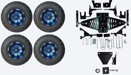 Lift Kit Combo with 10" Vegas Blue for EZGO RXV Gas Golf Carts 2015+ - 3 Guys Golf Carts