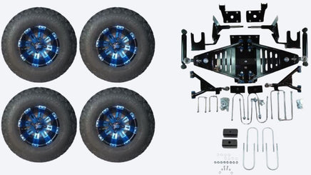 Lift Kit Combo with 10" Vegas Blue for EZGO RXV Electric Golf Carts 2015+ - 3 Guys Golf Carts