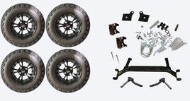 Lift Kit Combo with 12" Vampire Black for EZGO TXT Golf Carts 2001+ - 3 Guys Golf Carts