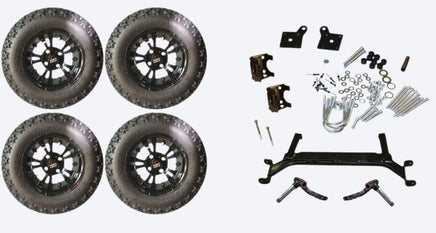 Lift Kit Combo with 12" Vampire Black for EZGO TXT Golf Carts 2001+ - 3 Guys Golf Carts
