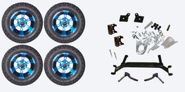 Lift Kit Combo with 12" Colossus Blue for EZGO TXT Golf Carts 2001+
