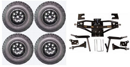 Lift Kit Combo with 10" Vegas Black 22x11-10 for Club Car DS Golf Carts 1984-2003 - 3 Guys Golf Carts