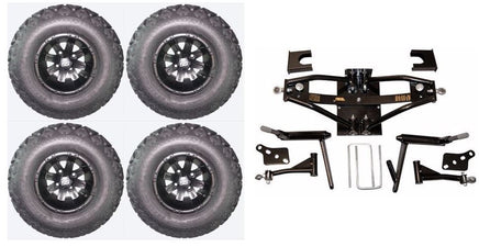Lift Kit Combo with 10" Vegas Black 22x11-10 for Club Car DS Golf Carts 1984-2003 - 3 Guys Golf Carts
