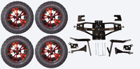 6" Lift Kit Combo with 12" Vampire Red for Club Car DS Golf Carts 1984-2003 - 3 Guys Golf Carts