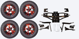 6" Lift Kit Combo with 12" Vampire Red for Club Car DS Golf Carts 1984-2003