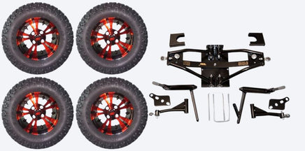 6" Lift Kit Combo with 12" Vampire Red for Club Car DS Golf Carts 1984-2003 - 3 Guys Golf Carts