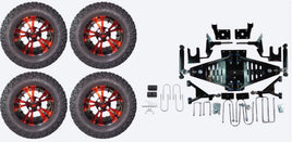 Lift Kit Combo with 12" Vampire Red for EZGO RXV Electric Golf Carts 2015+ - 3 Guys Golf Carts