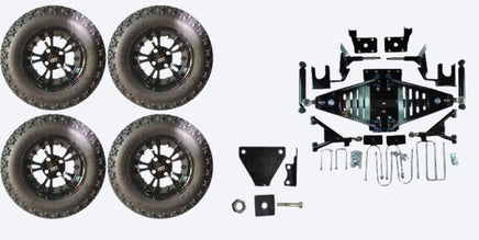 Lift Kit Combo with 12" Vampire Black for EZGO RXV Gas Golf Carts 2015+ - 3 Guys Golf Carts