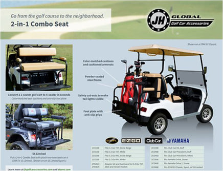 2 in 1 Combo Seat Kit in Buff for Club Car DS Golf Carts 1982+ - 3 Guys Golf Carts