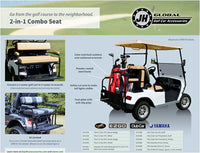 2 in 1 Golf Cart Combo Seat Kit & Golf Bag Carrier- Stone for Yamaha Drive/G29 Golf Carts - 3 Guys Golf Carts