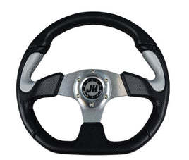 Silver Flat Bottom Deluxe Steering Wheel for STAR Classic Golf Cart - 3 Guys Golf Carts