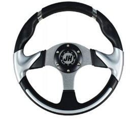 Deluxe Steering Wheel- Silver for STAR Classic Golf Carts - 3 Guys Golf Carts