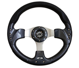 Deluxe Steering Wheel- Carbon Fiber for STAR Classic Golf Carts - 3 Guys Golf Carts