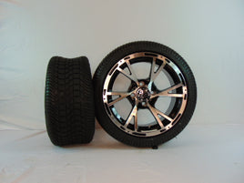 14" "THE FLASH" BLACK AND CHROME CUSTOM SET OF WHEELS AND STREET TIRES(4) - 3 Guys Golf Carts