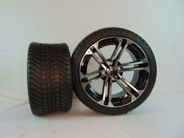 14" "SPECTER" BLACK AND CHROME CUSTOM SET OF WHEELS AND STREET TIRES(4) - 3 Guys Golf Carts
