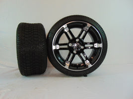 14" "HULK" BLACK AND CHROME CUSTOM SET OF WHEELS AND STREET TIRES(4) - 3 Guys Golf Carts