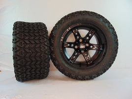 14" "DOMINATOR" MATTE BLACK CUSTOM SET OF WHEELS AND ALL-TERRAIN TIRES(4) - 3 Guys Golf Carts