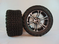 14" "SPECTER" BLACK AND CHROME SET OF WHEELS AND ALL-TERRAIN TIRES(4)
