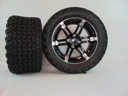 14" "HULK" BLACK AND CHROME CUSTOM SET OF WHEELS AND ALL-TERRAIN TIRES(4) - 3 Guys Golf Carts